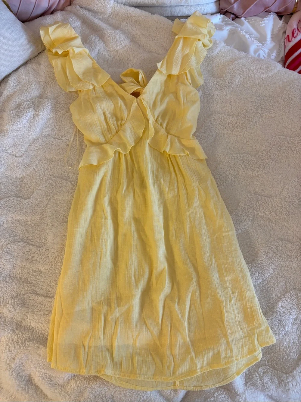 Francesca's Collections Sunny Yellow Ruffle Mini Dress - Picture 2 of 4